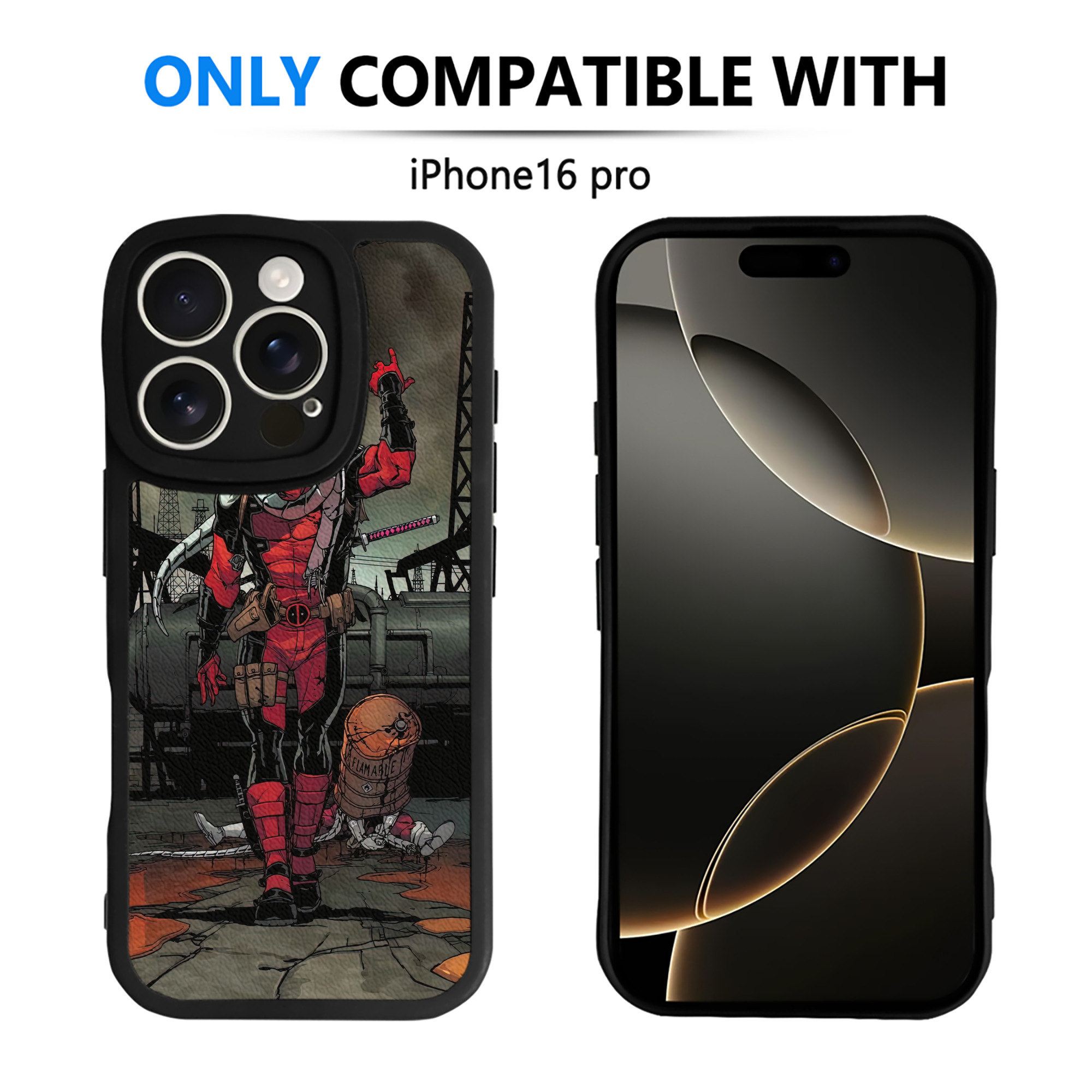 （画像用） Deadpool デッドプール 【iPhone 16シリーズ対応】シリコンスマホケース（レザー調） 材質：シリコン